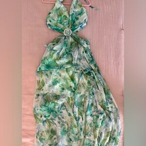 Lulus Been a Sensation Floral Print Halter Maxi Dress.